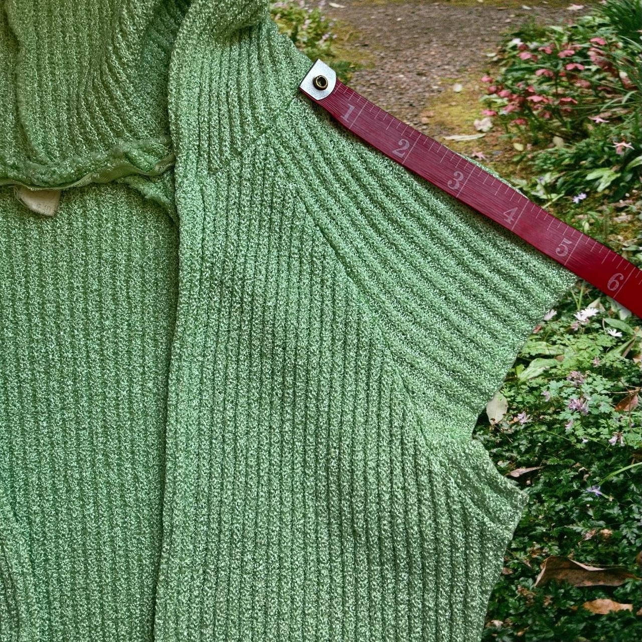 True Vintage 60s Green Ribbed Knit Cap Sleeve Hoodie Top Size XS
