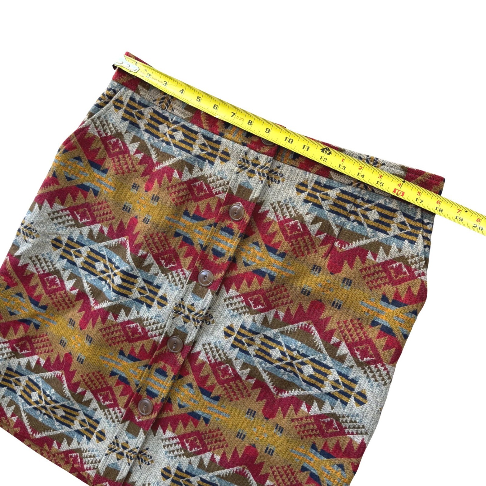 Pendleton Journey West Wool Skirt Western High Waist Button Front Size 16