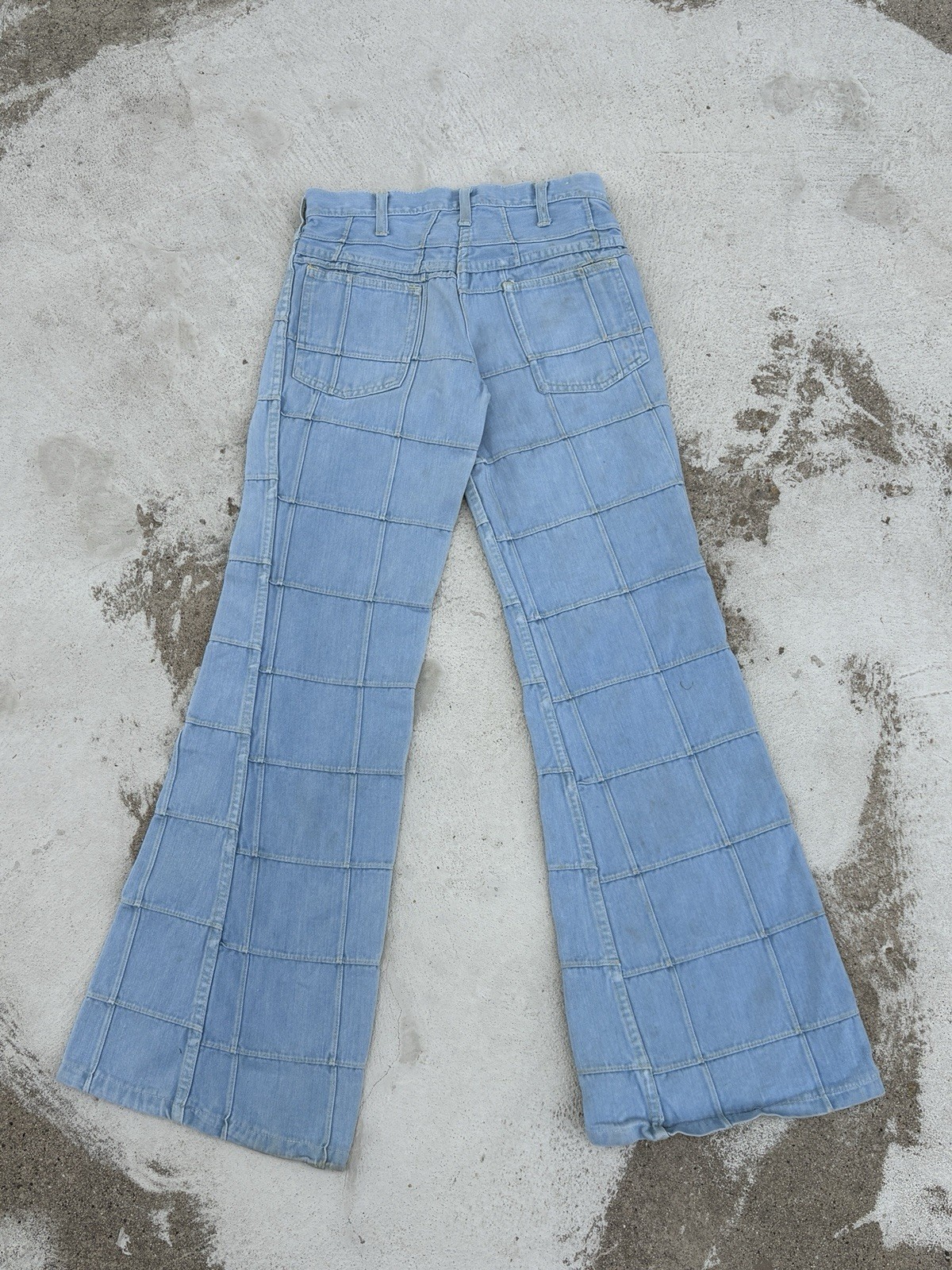 True Vintage Groovy Disco 70s Patchwork Denim Flare Jeans By Branded Lion 28×31