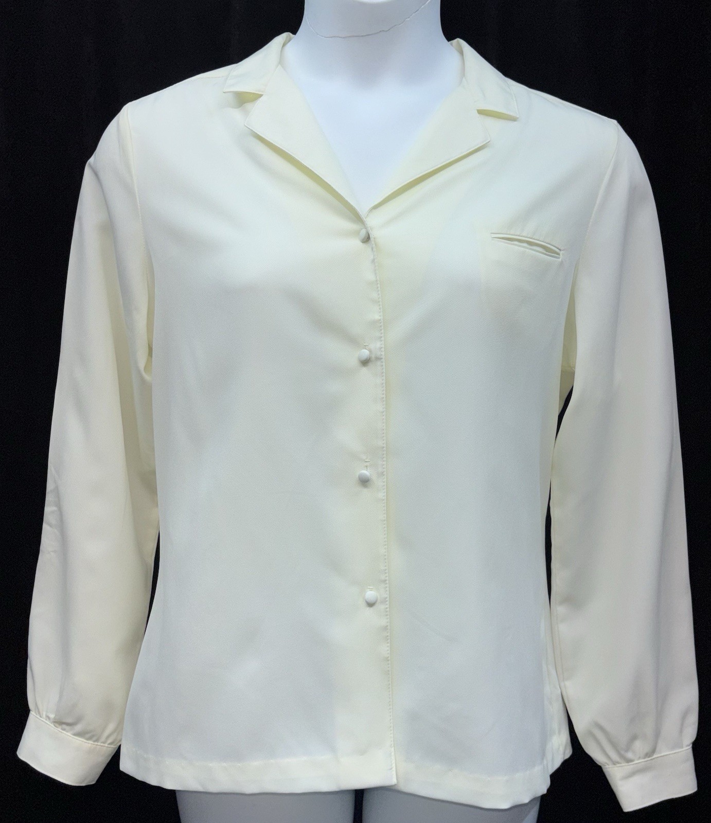 VTG 70s Ship ‘n Shore Size 16 Long Sleeve Collar Button Up Blouse Solid Cream