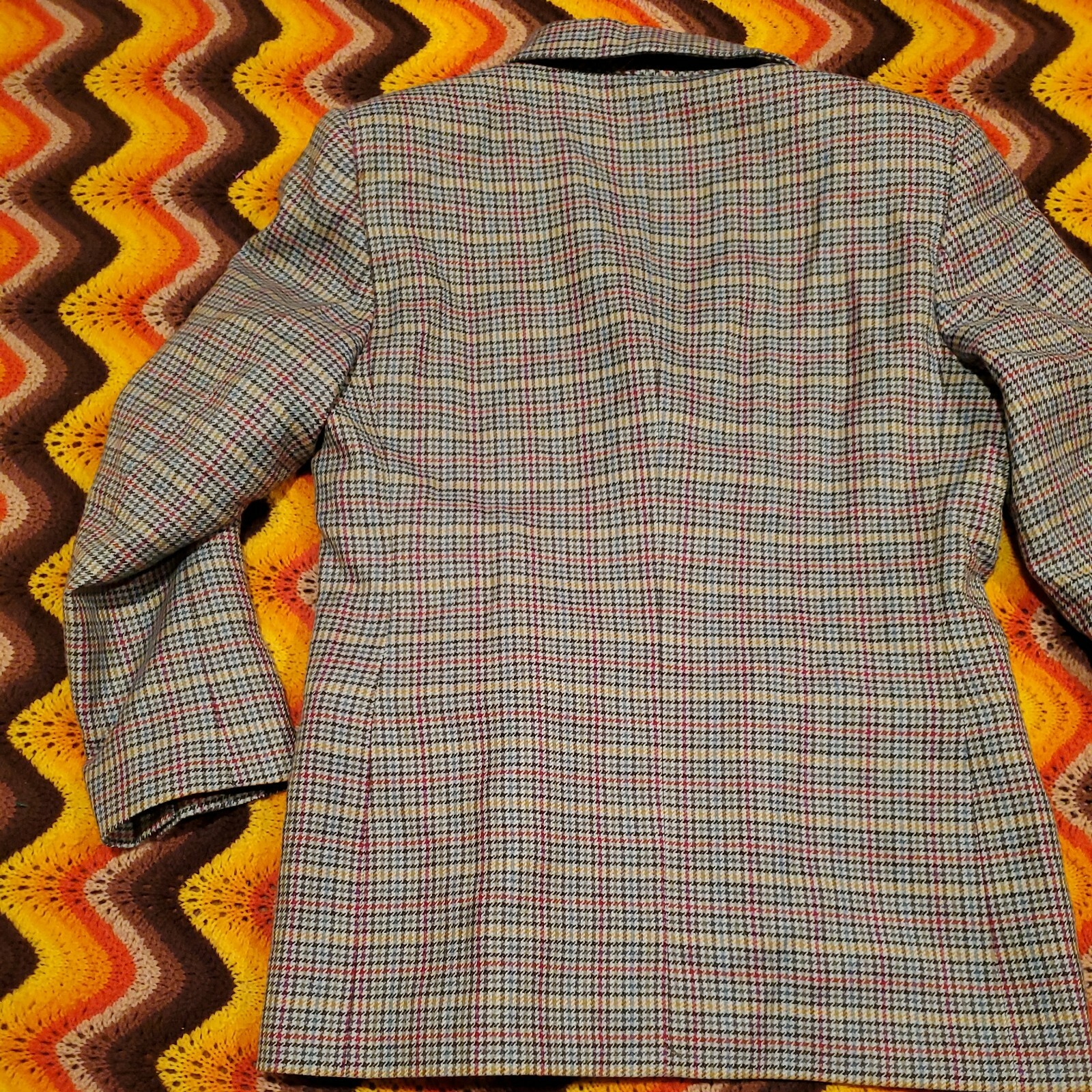 Vintage Rainbow Houndstooth Blaze Womens Size 46 Wool Made In Italy