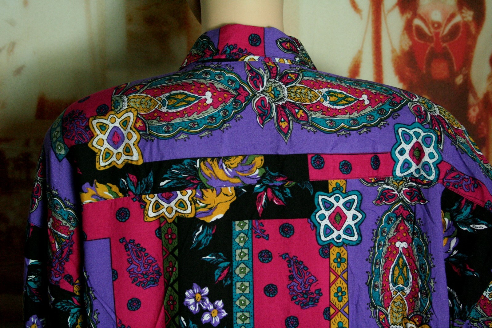 Moda Internazionale Top Long Sleeve Multi Color Patterned Button Up Sz 18/20