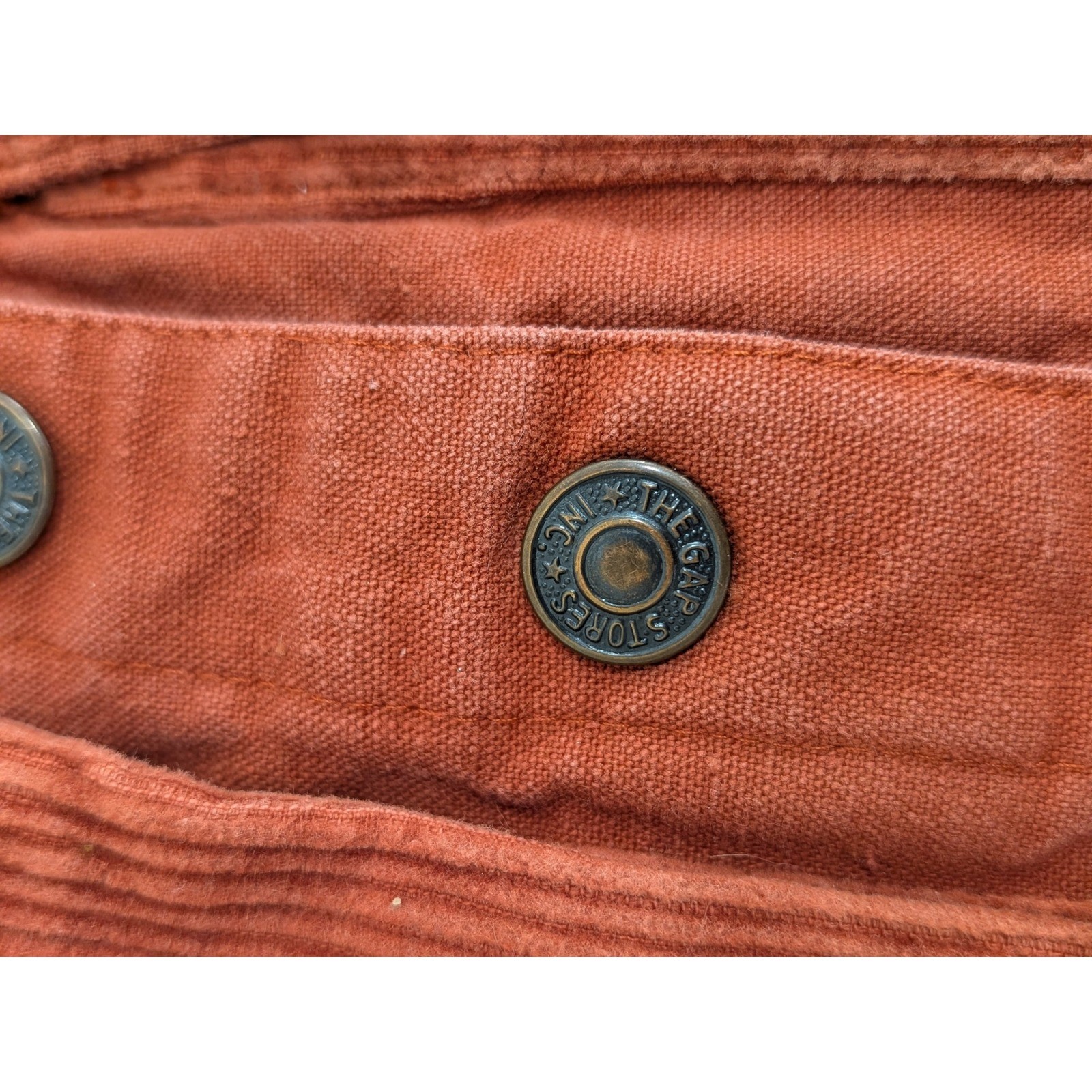 Vintage 70s Gap Womens Rust Orange Cotton Canvas Corduroy Utility Vest Size S