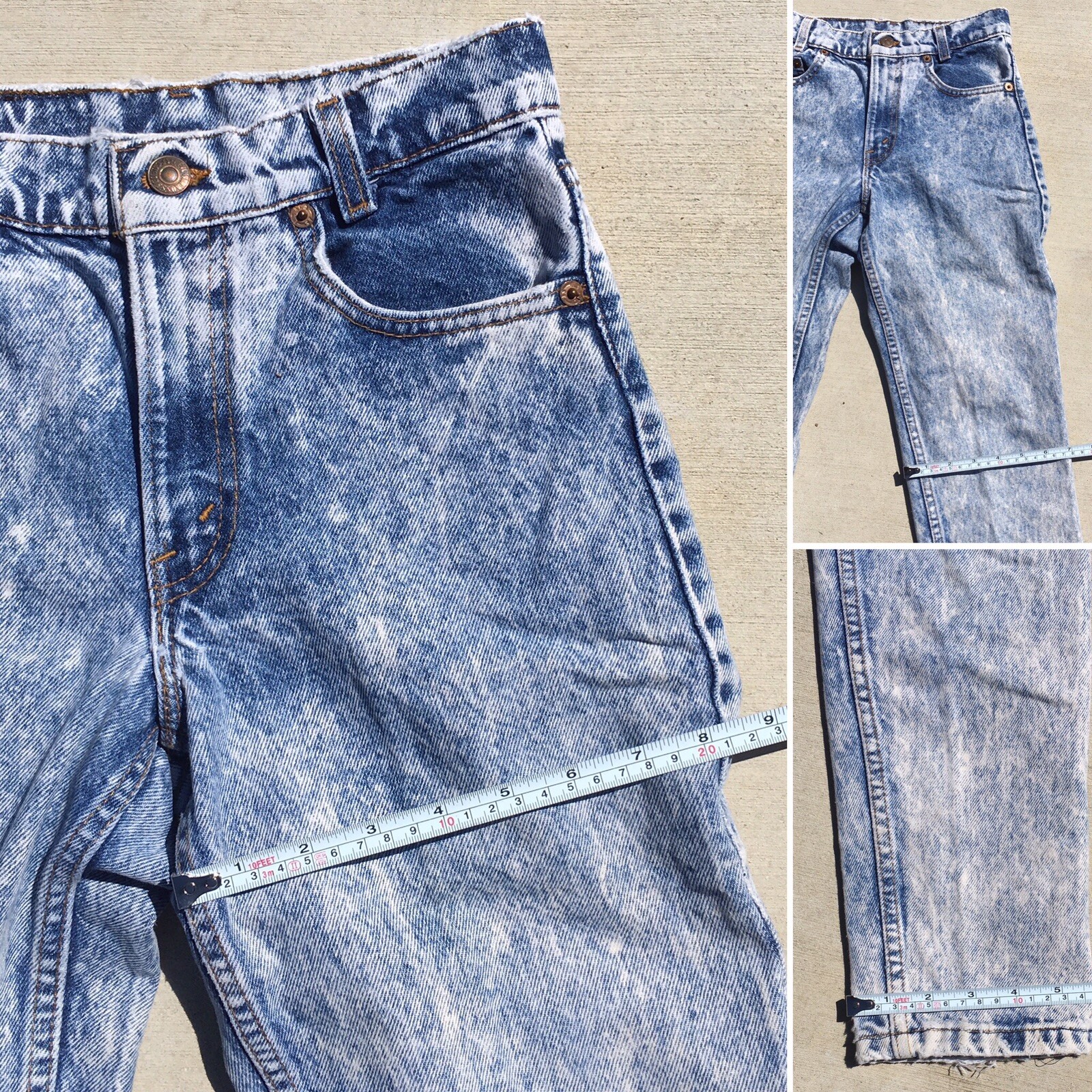 Vintage Levis Acid Wash Jeans 505 High Waist Tapered Leg 25 in Waist 80s 90s