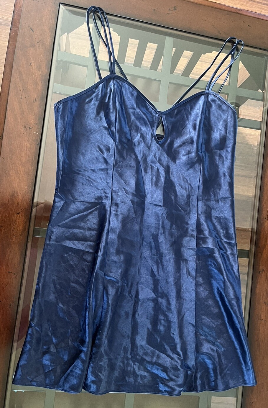 VTG 80s California Dynasty Large Navy Blue Nightgown Chemise Lingerie USA 💙💙
