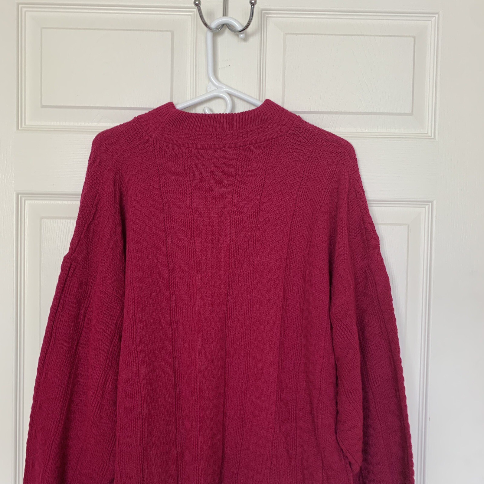 Classic Essentials Plus 22W/42 Fuchsia Pink Knit Acrylic Sweater USA Vintage