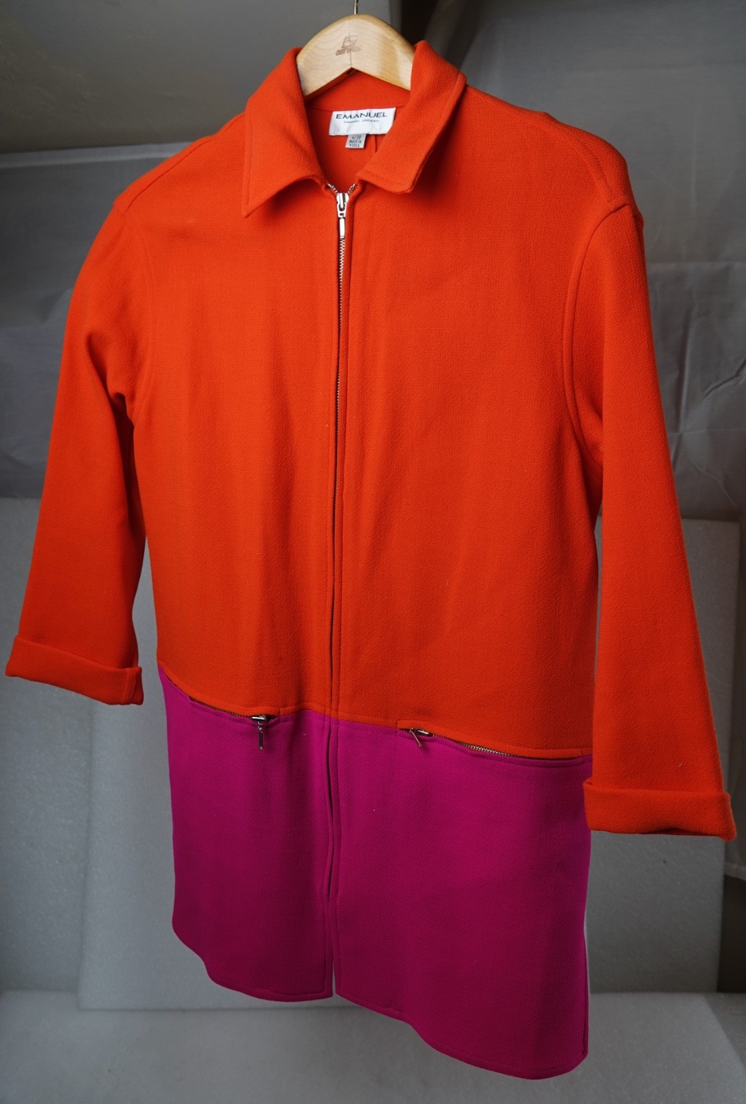 VINTAGE WOMANS EMANUEL UNGARO ORANGE COLORBLOCK 1960&rsquo;S JACKET 4/38