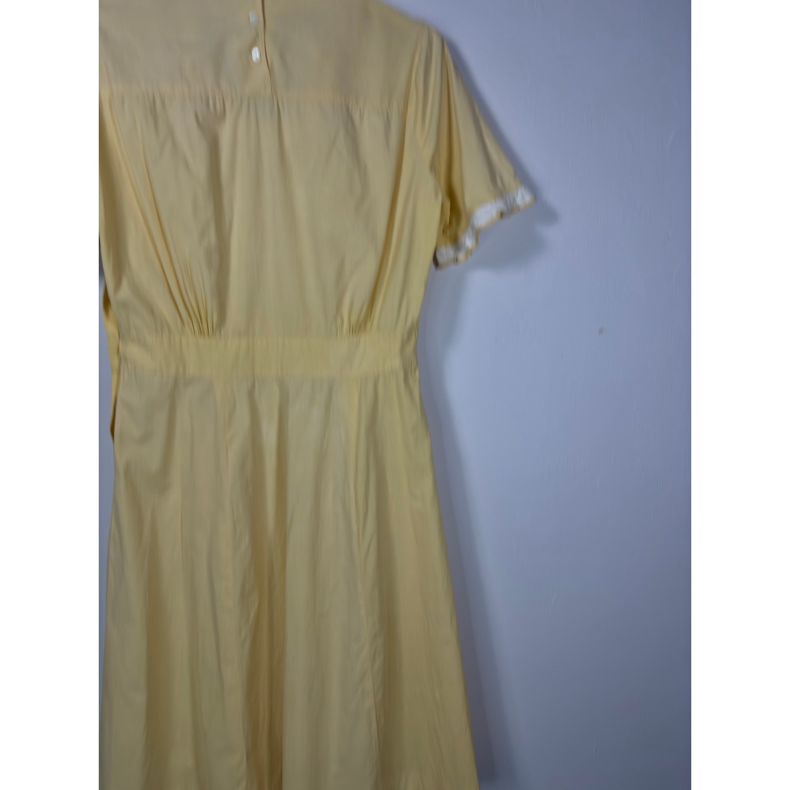 1950s Expensive Simplicity Yellow Cotton Ruffle Maids Uniform Dress As Is