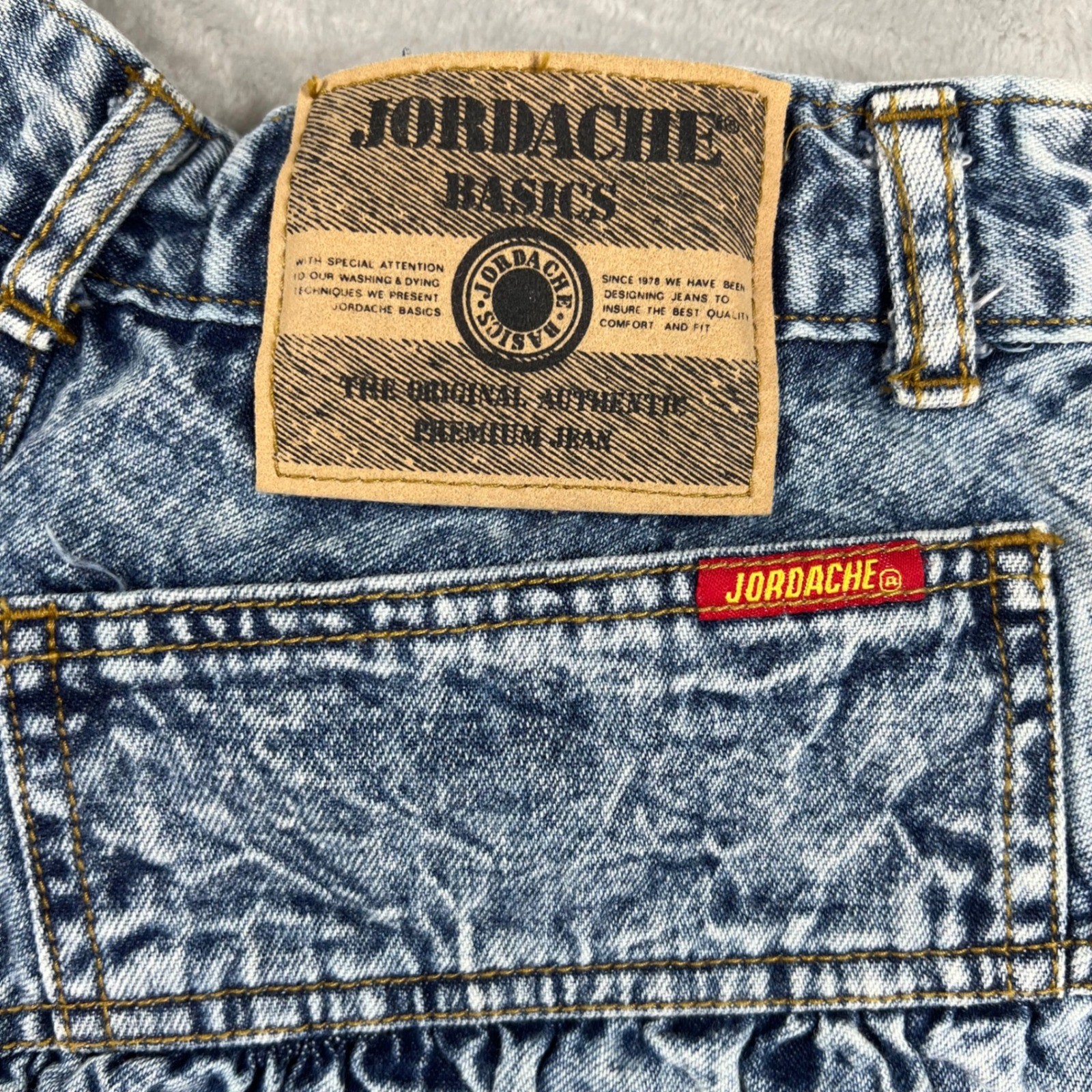 Vintage 80&rsquo;s Jordache Basics Acid Wash Denim Midi Skirt High Waist Pleated 5/6