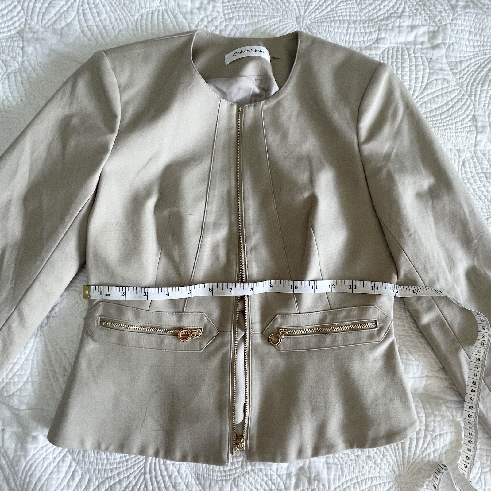 Calvin Klein Womens Peplum Beige Blazer NWOT