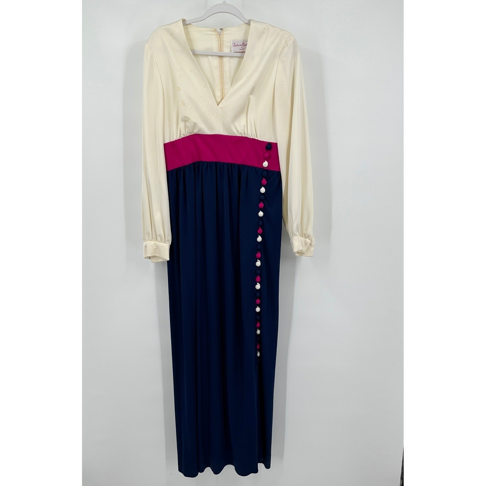 Futura Couture Womens Vintage 1970s Colorblock Evening Gown Size M Formal Mod