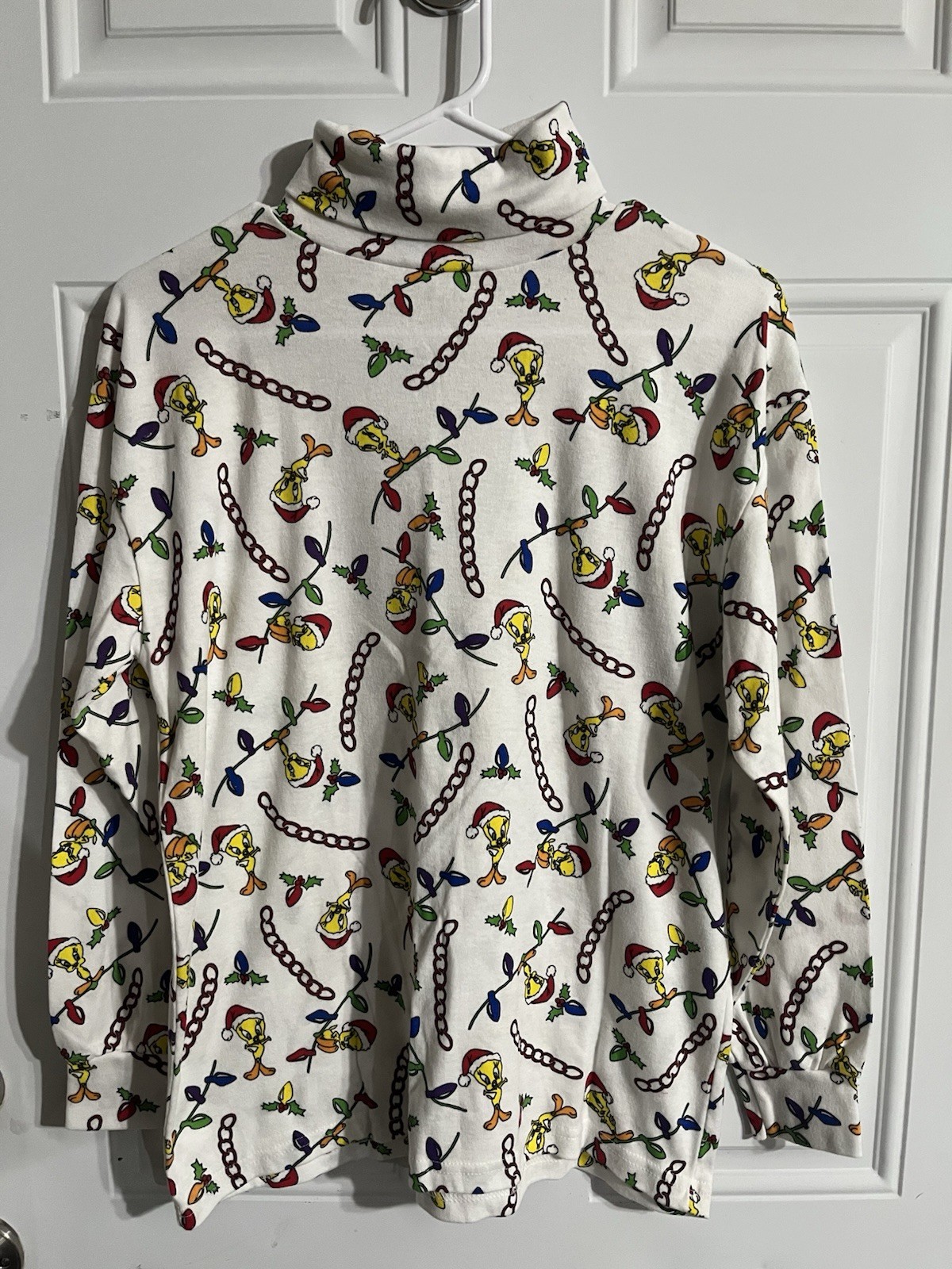 Women’s Vintage Looney Tunes 1993 Christmas Tweety Bird Turtleneck M