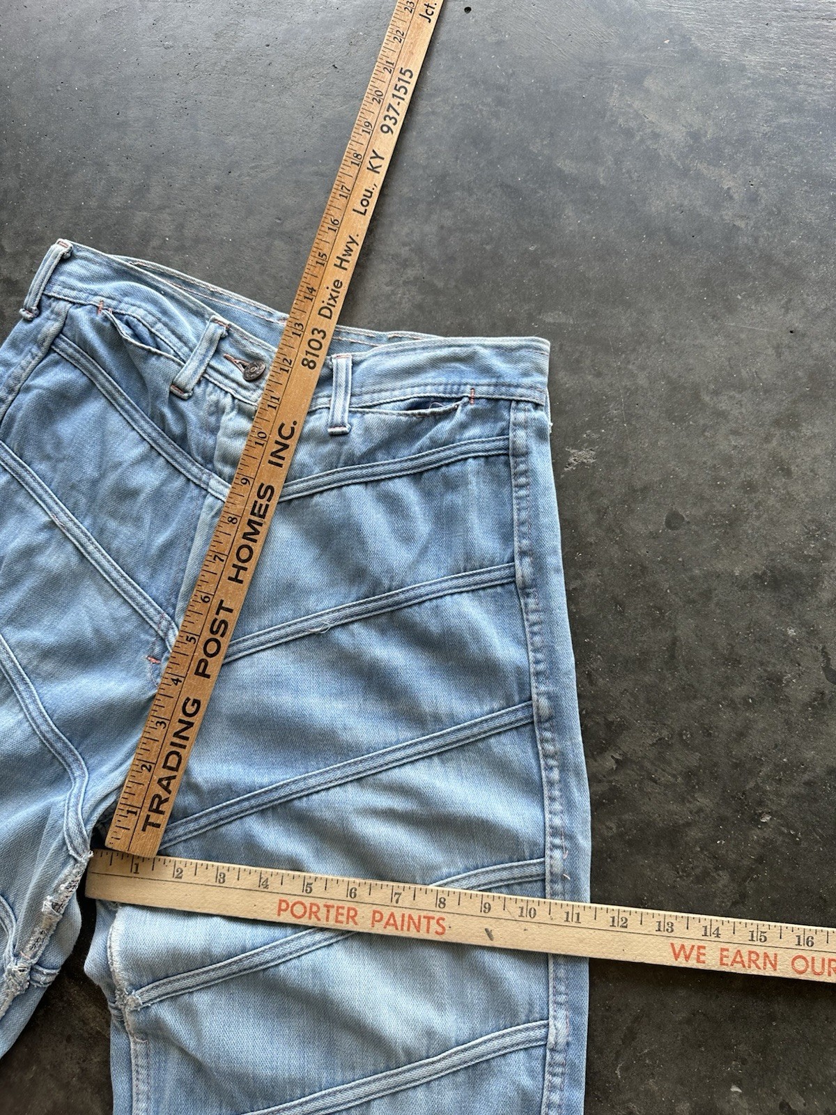 Vintage 70’s Lightwash Patchwork Bell Flare Jeans 28” Waist