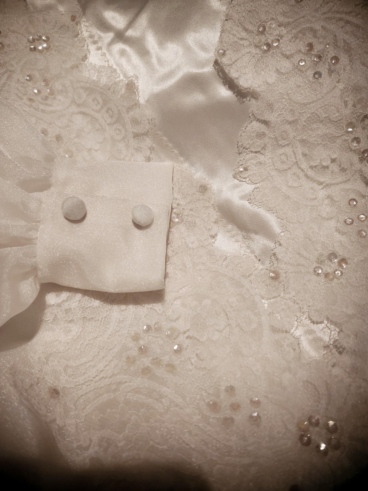 Vintage 70s Ivory Custom Hand Made Bridal Gown with Train