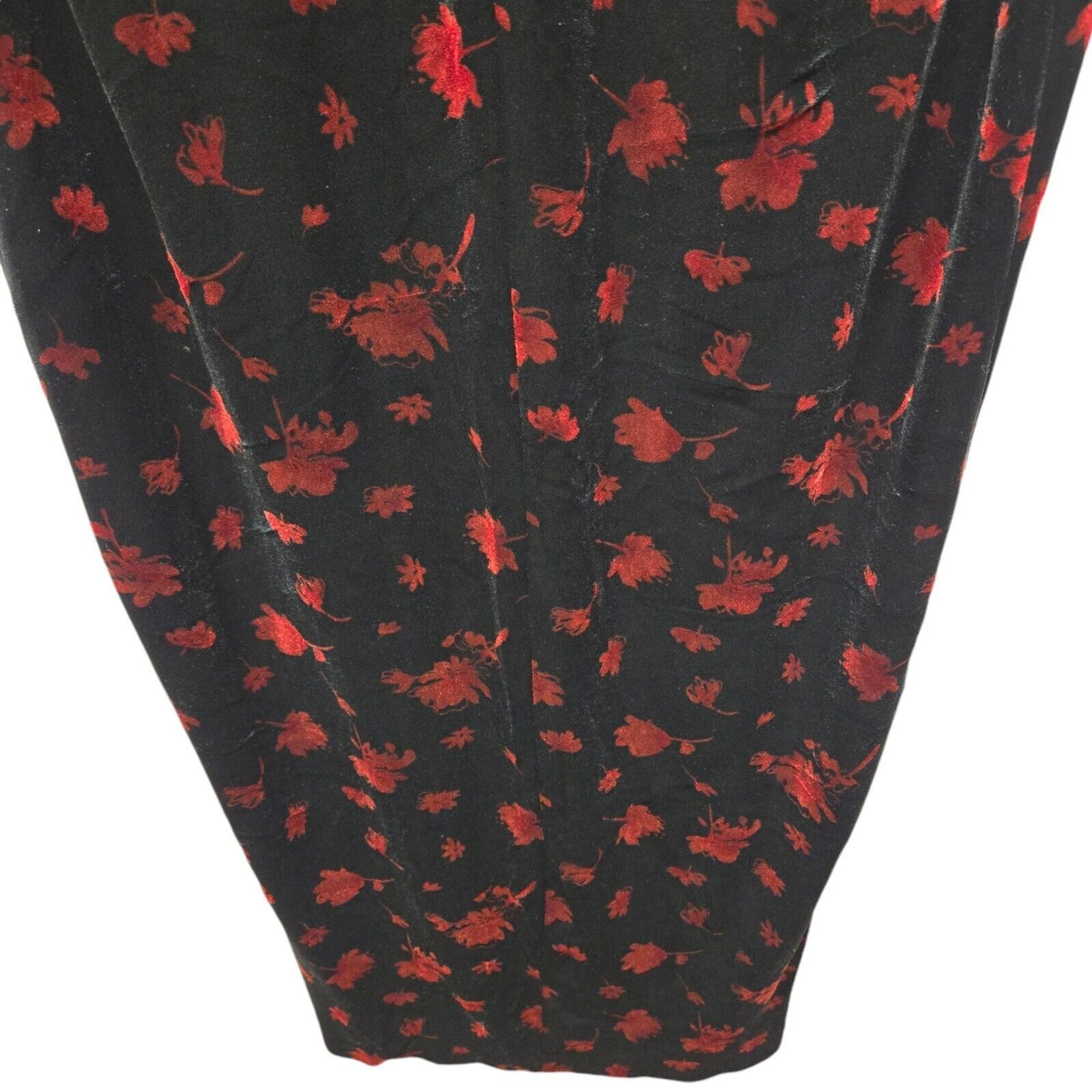 Another Thyme Dress size 14 Maxi Modest Red Velvet Floral Vintage fairygoth