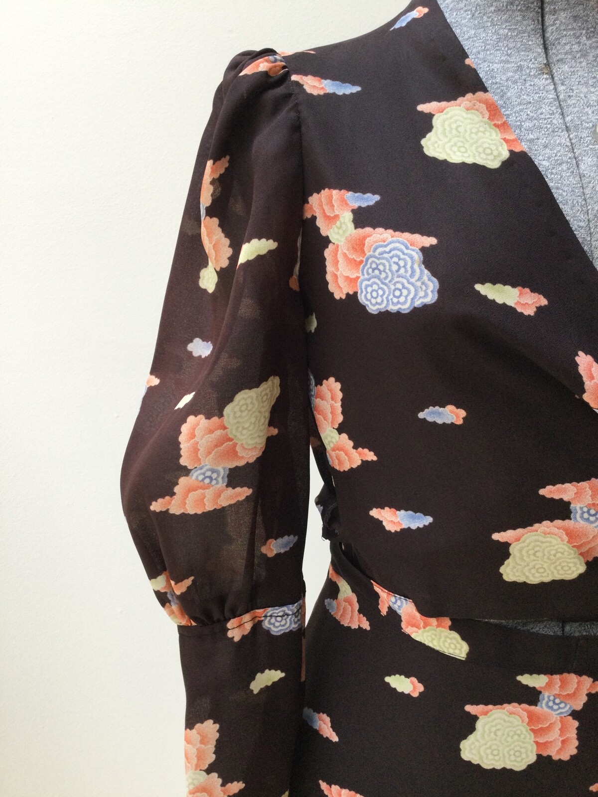 Vintage 1960&rsquo;s Kenzo Cloud Print Wrap Blouse and Skirt