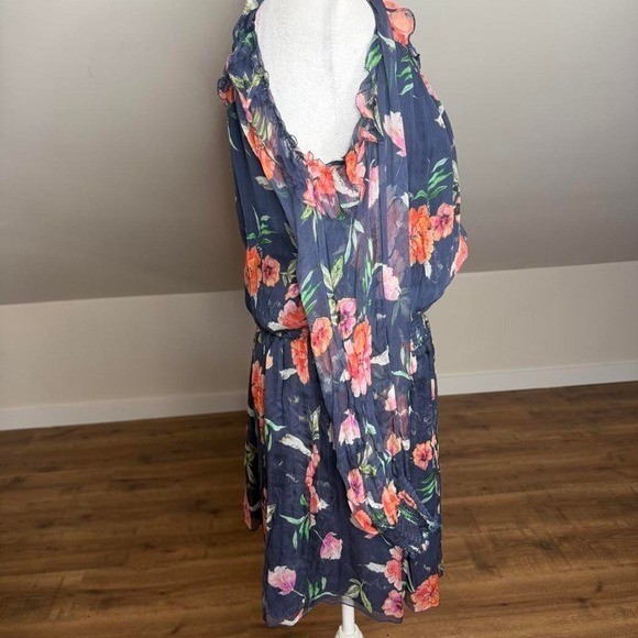 Johnny Was 100% Silk Floral Boho Mini Dress Cottagecore Romantic Festival