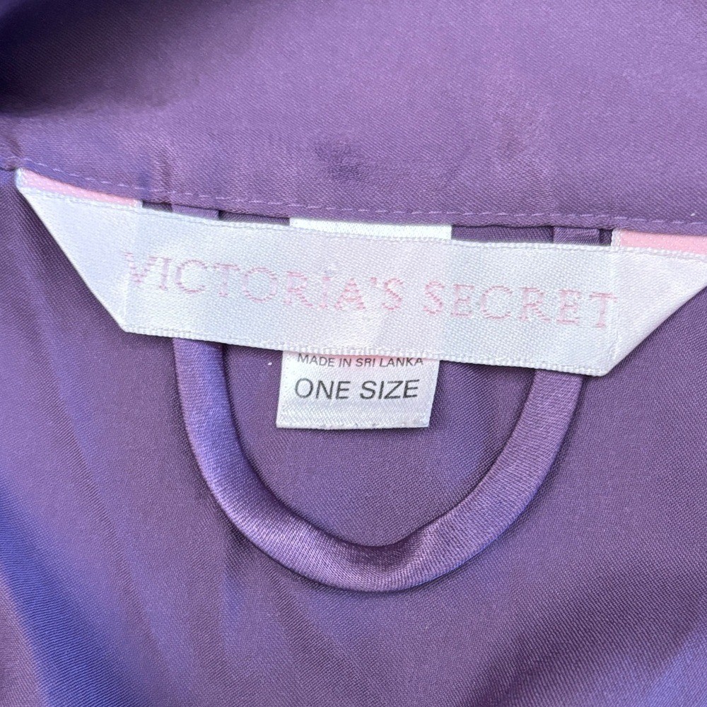 Victoria&rsquo;s Secret Vintage Purple Silky Short Robe Belted Pink Label 2001 Size OS