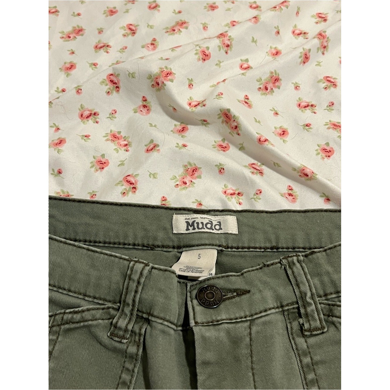 vintage low rise green cargo mini shorts