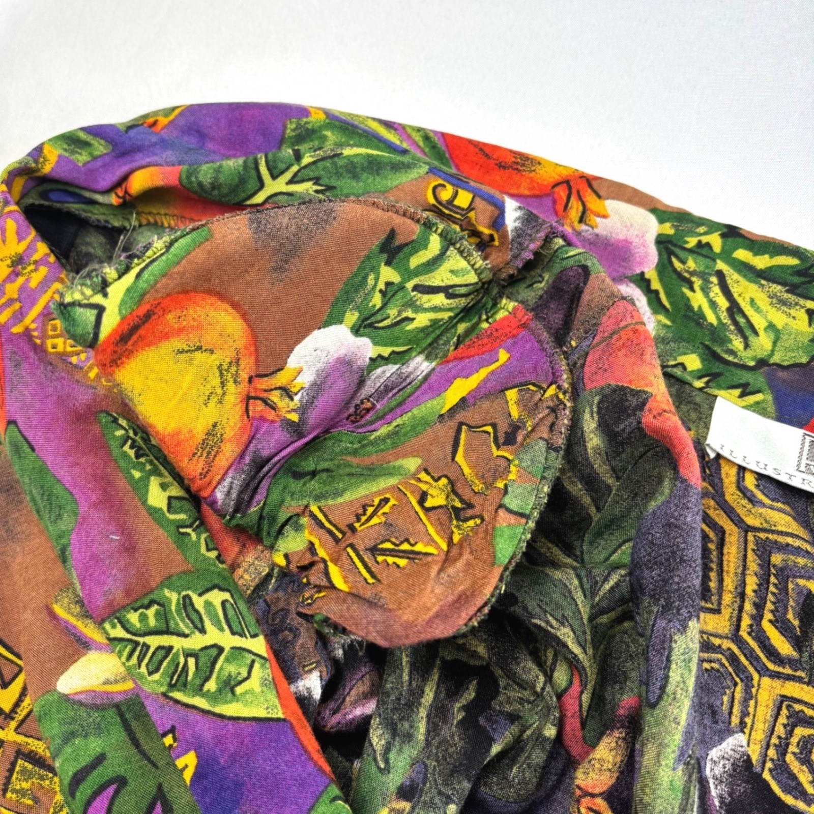 PS Illustrations Vintage Tropical Fruit Floral Cropped Jacket Purple Multicolor