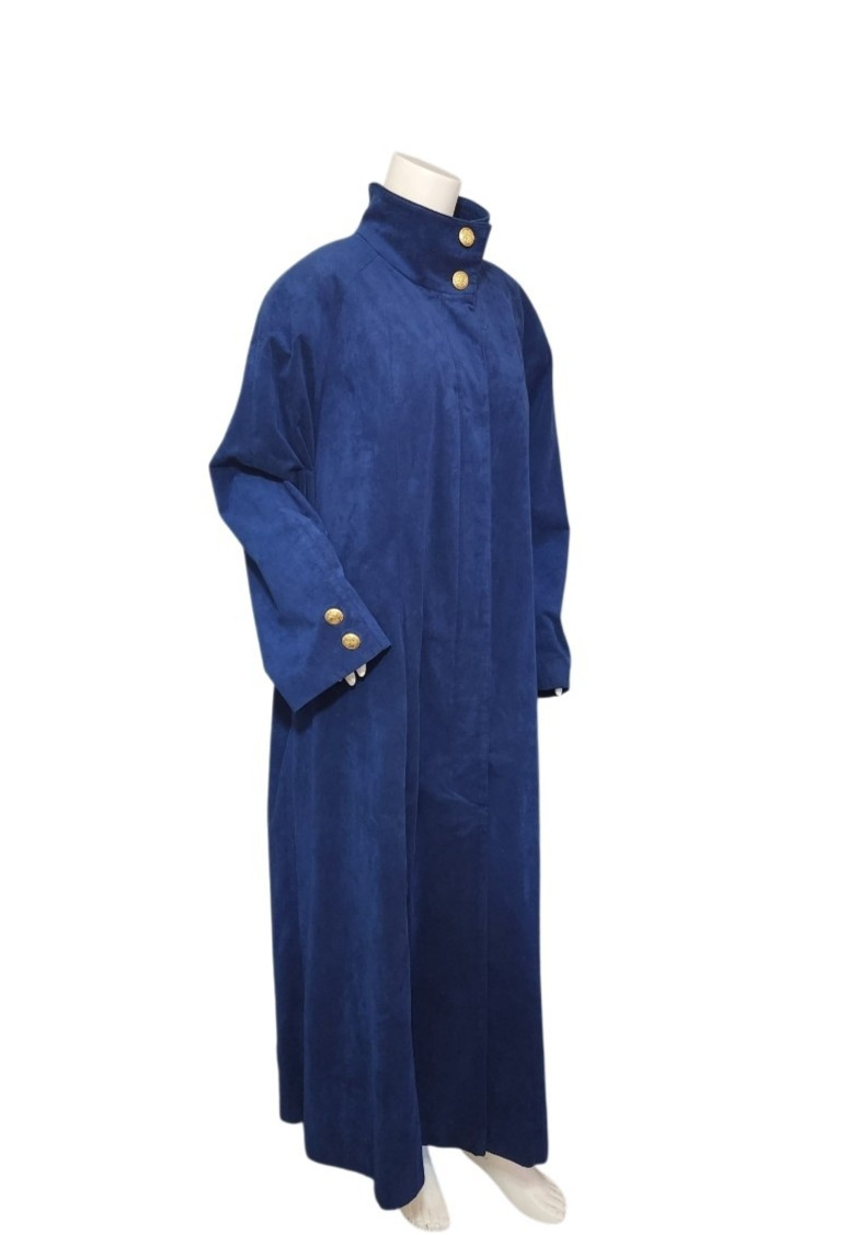 Vtg Count Romi Ltd Ultra Suede Long Blue Trench Coat Women&rsquo;s 52&Prime; bust (8 sz tag)
