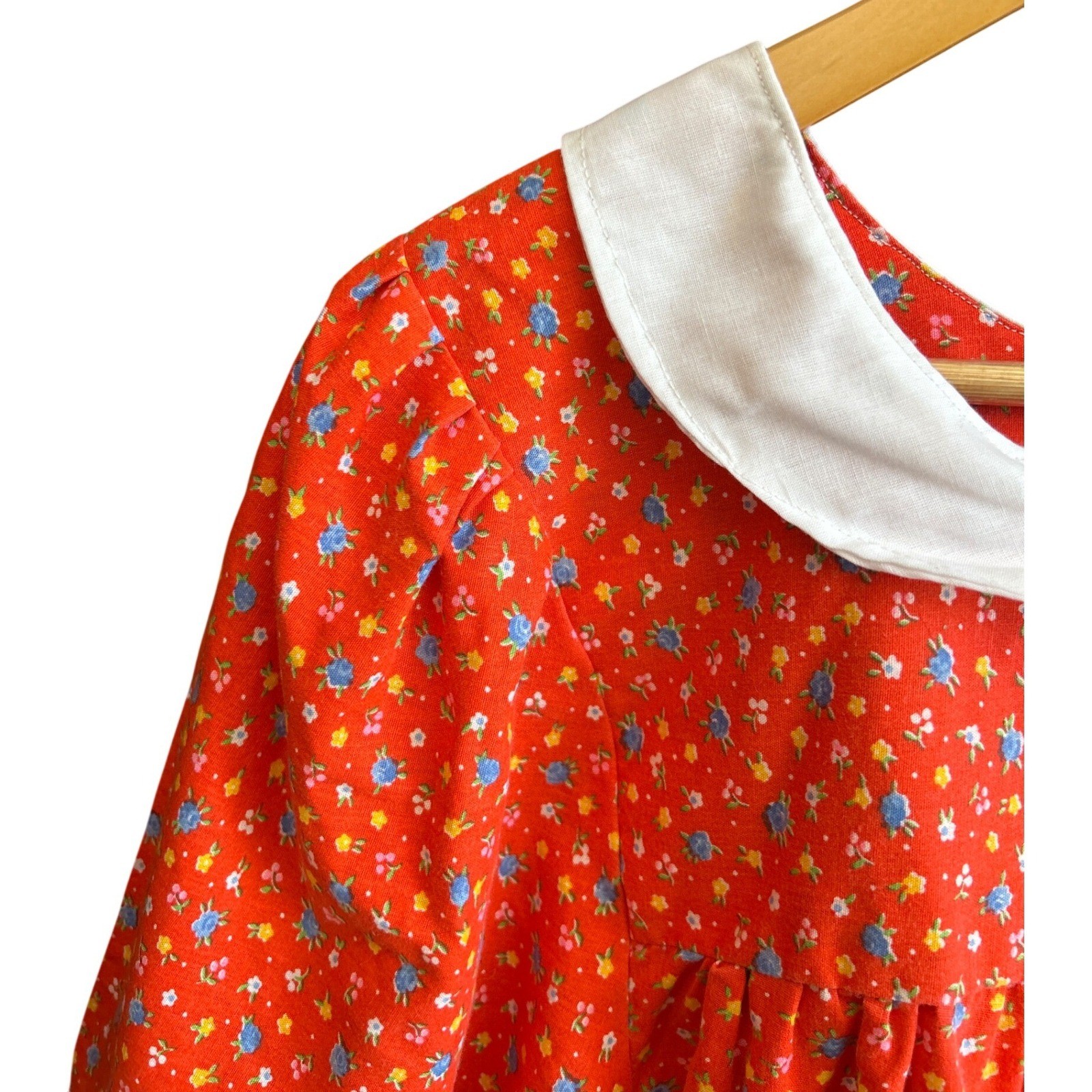 Vintage 70s Handmade Floral Babydoll Shirt Cottagecore Coquettet Soft Girl Retro