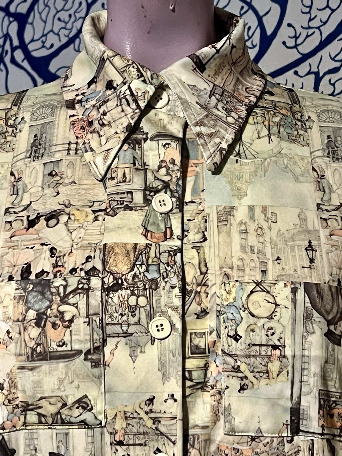 Vintage 70s Retro Designer Johnathan Logan City Scene Shirt Dress