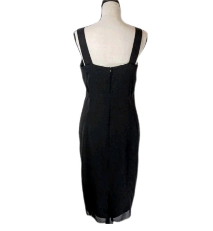Vtg 80s Lori Max II Black Beaded Sequin Cocktail Wedding Dress Embroidered M