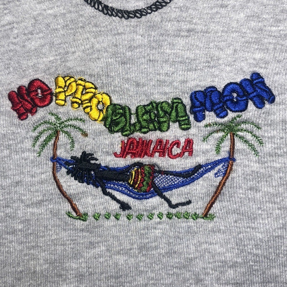 Vintage No Problem Mon Jamaica Long Sleeve Crop Top