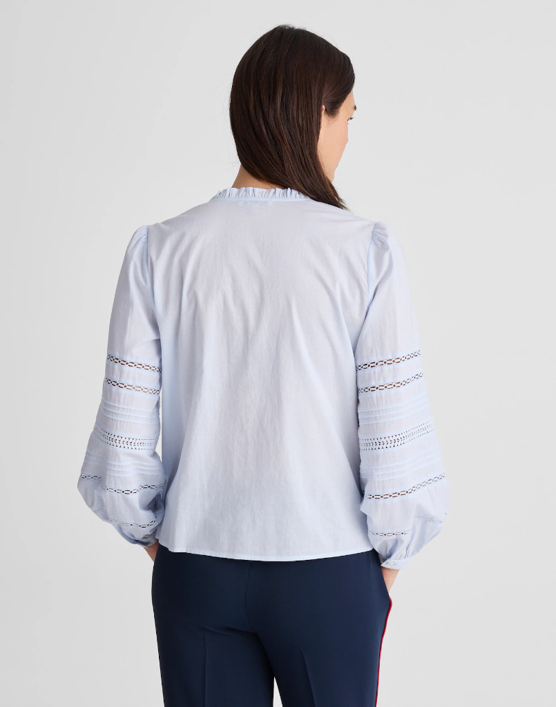 NWT Madewell Lace-Insert High-Neck Pintuck Top