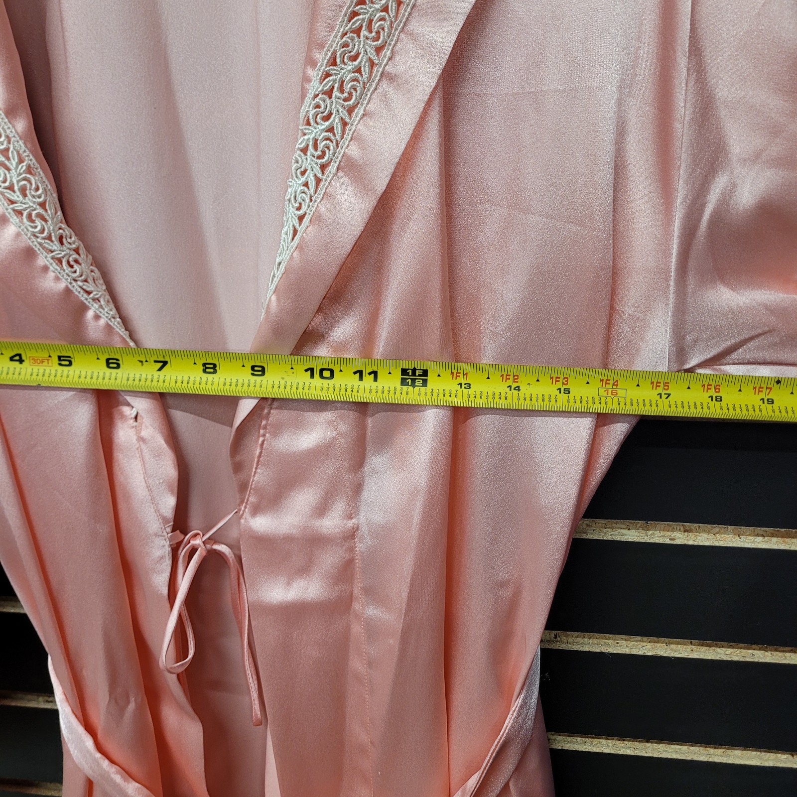 Vintage Valentino Intimo Satin Robe – Pink Lace Trim – 1970s/80s USA Made SZ MED