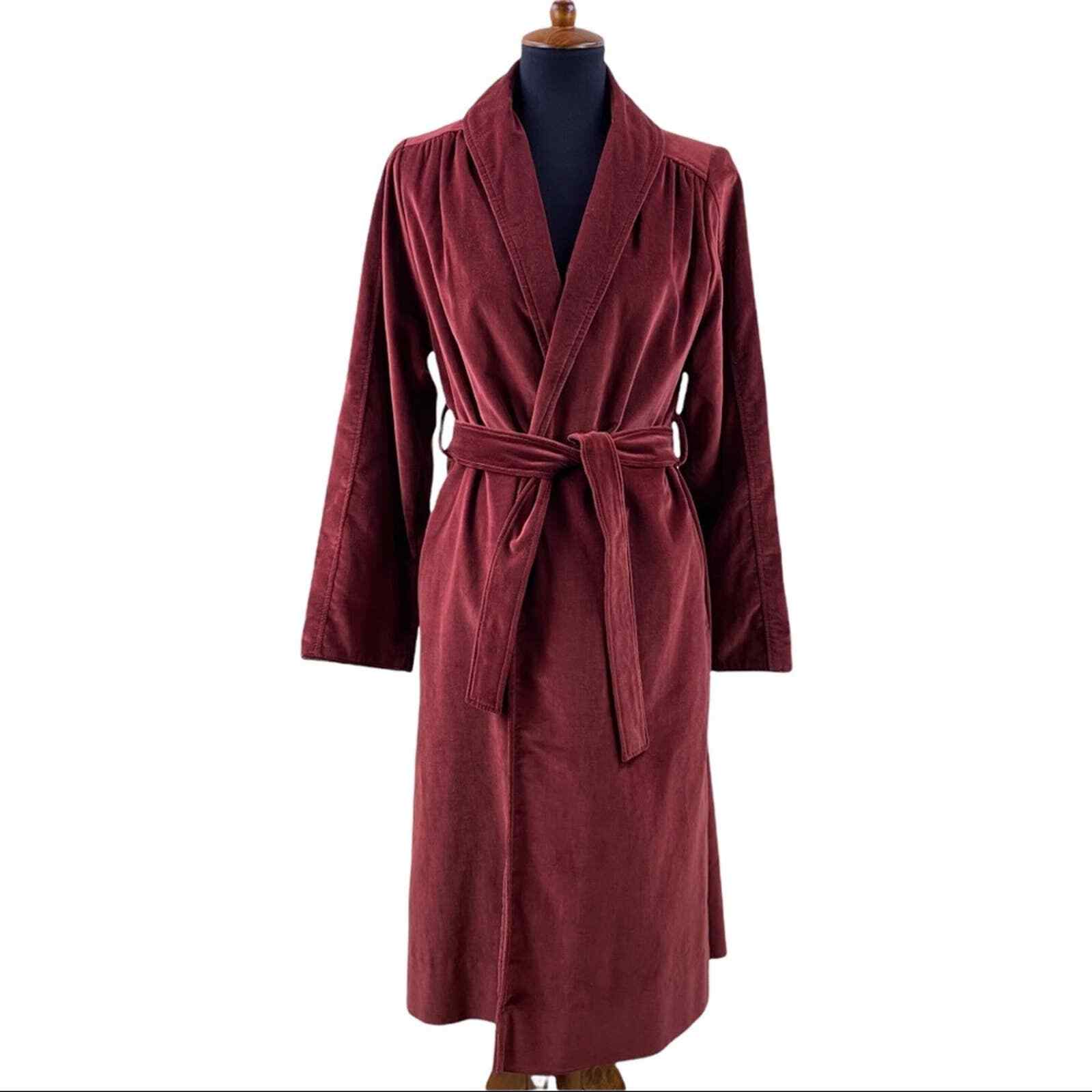 Vintage Marguerite Rubel Terracotta Velvet Long Opera Coat Size S/M Belted