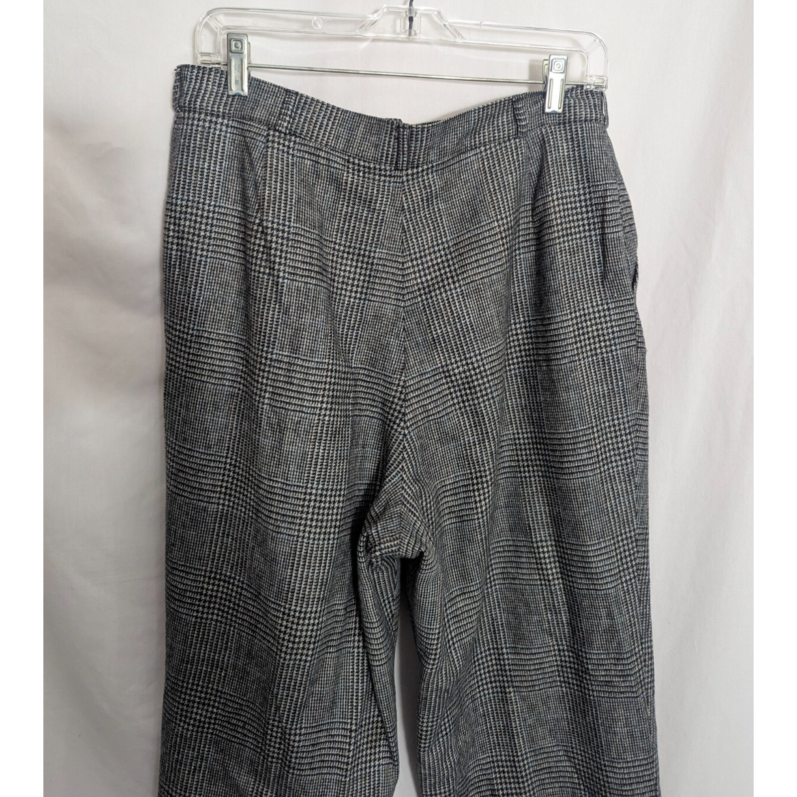 Vtg Bill Blass Gray Plaid Wool Pleated Pants Sz 14 31W 29L Z1 Academia Preppy