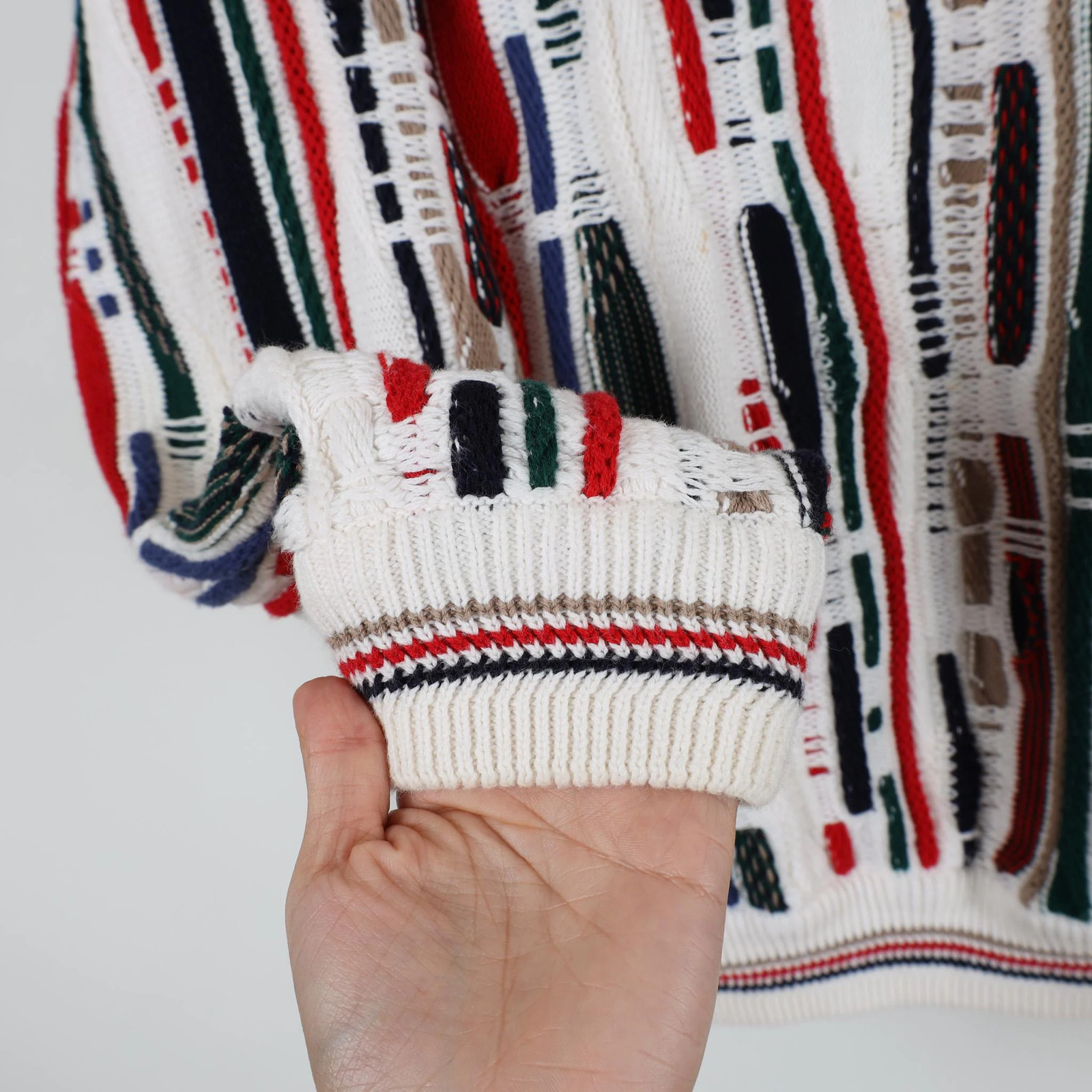 Vintage 90s Abstract Pattern COOGI STYLE Ribbed Knit Pullover Sweater Size Large