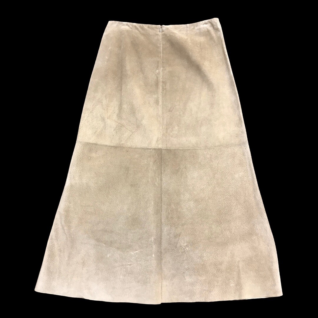 Rozae Nichols Brown Suede A Line Patchwork Midi Skirt Raw Hem 90’s Vintage M