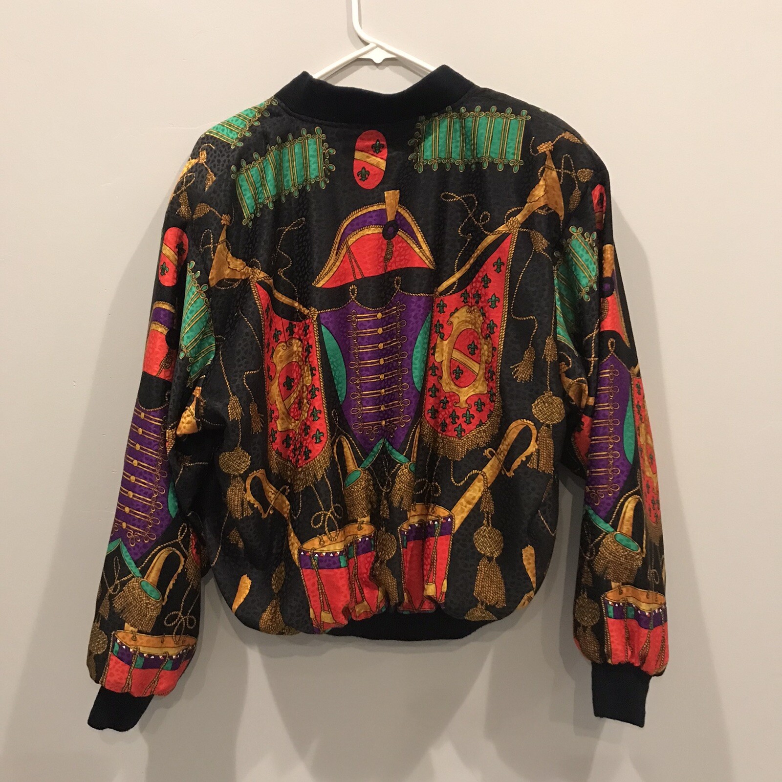 VTG Womens Silkworm&rsquo;s Bomber Jacket Colorful Dopamine Dressing Retro Polyester