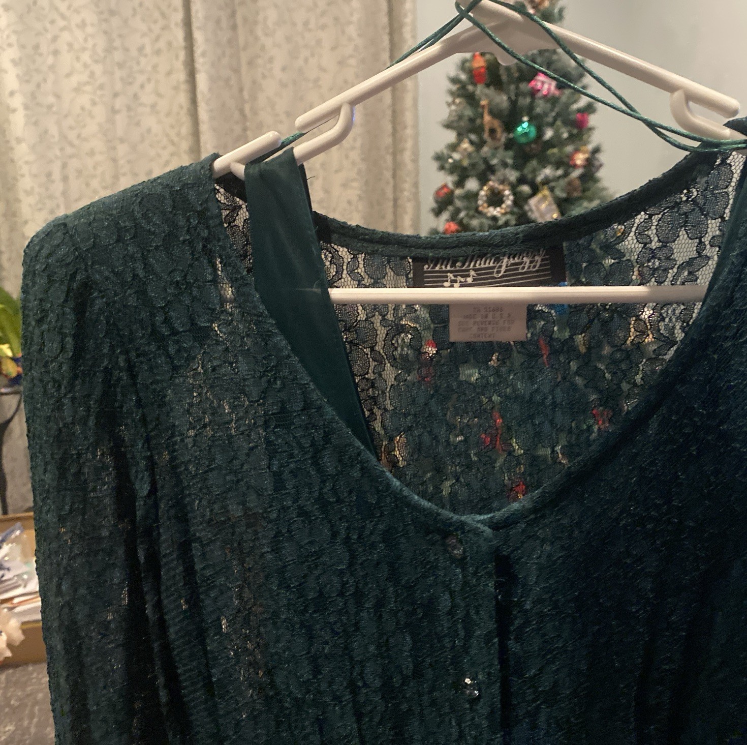 Green All That Jazz emerald jade Sheer Lace floor Fit&Flare+slip 7/8 whimsigoth