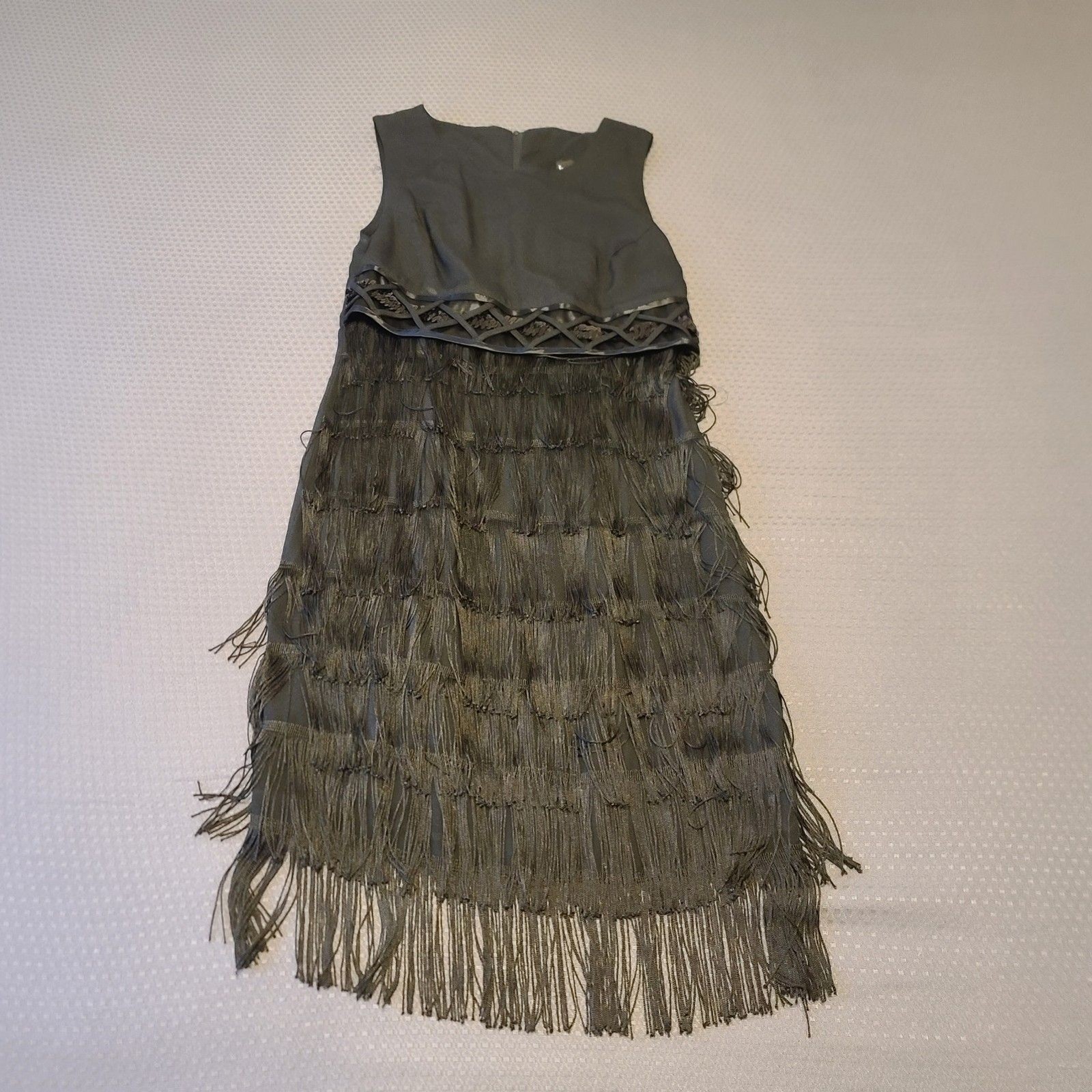 Vintage Brioche California Black Flapper Dress Tassels And Sequin Size 7/8