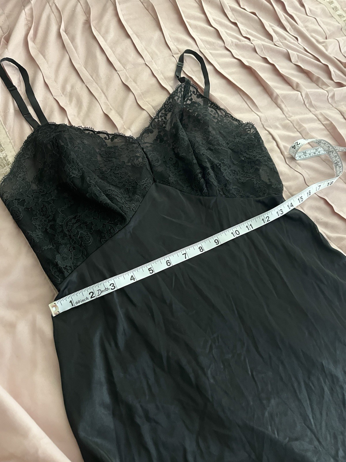 Van Raalte Vintage Original Black Nylon Lace Slip S MPN 34 Everyday 34in Hem