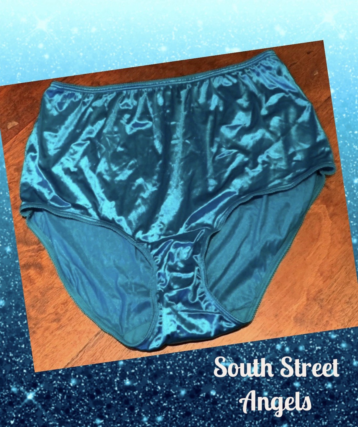 VINTAGE LANE BRYANT INTIMATES TURQUOISE SATIN FULL BRIEF PANTIES SIZE 14 16 XL