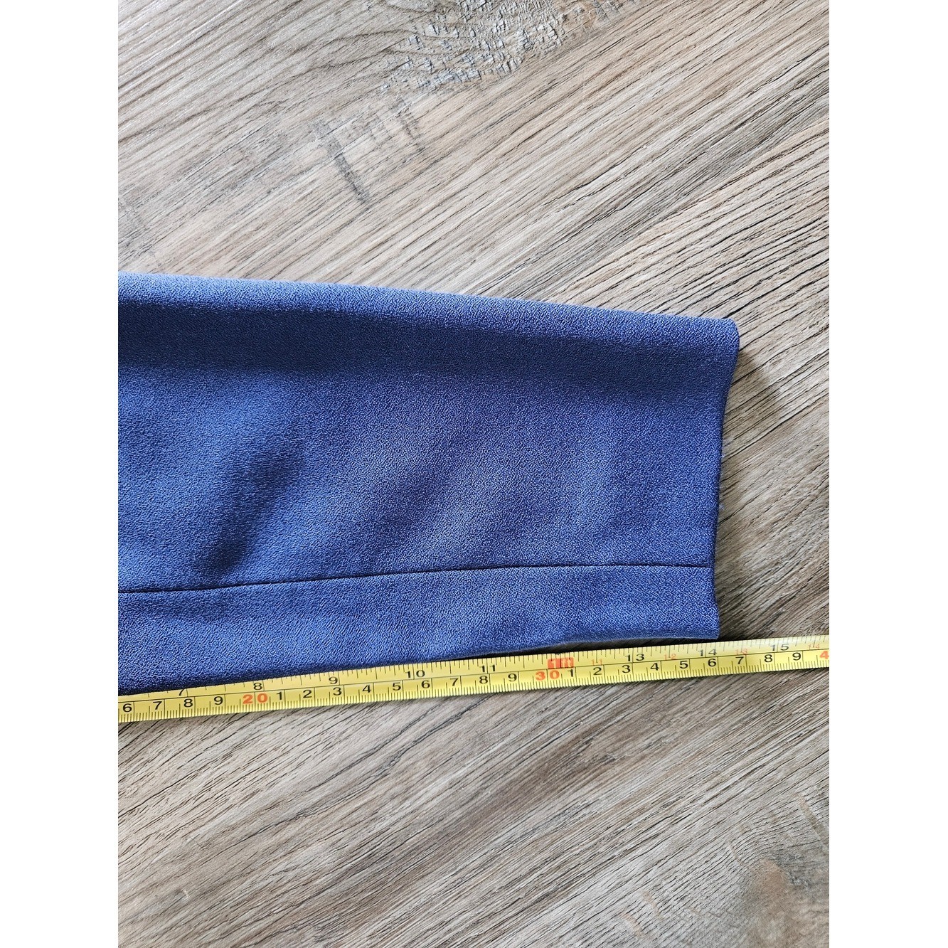 Rare THE FOLD London Virgin Wool Navy Blue w/ Copper Neck Line & Belt Trim Dress