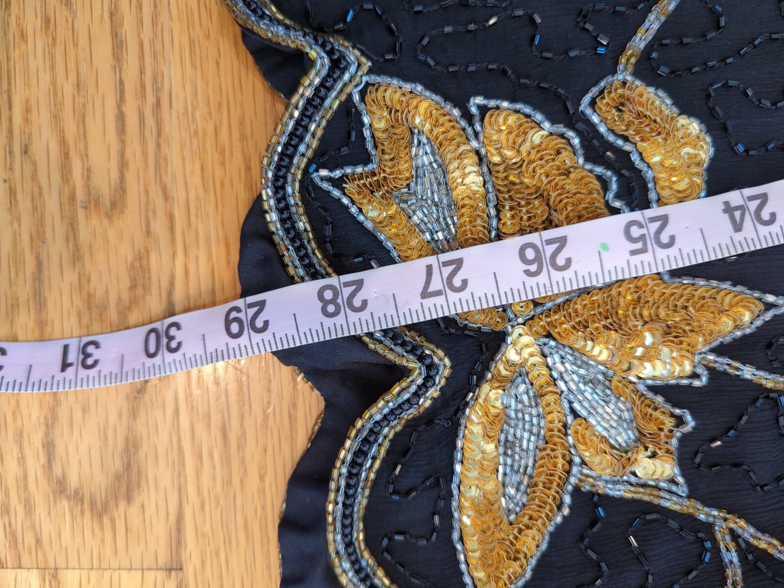 Vintage 80s Stenay black and gold sequin beaded silk blouse top M
