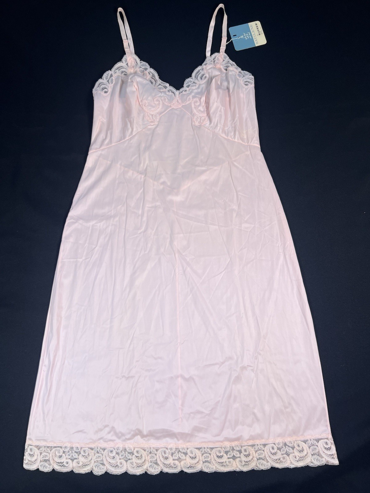 VTG 1960&rsquo;s Kayser Pink Slip Lace Trim 100% Nylon Size 36 Original Tags