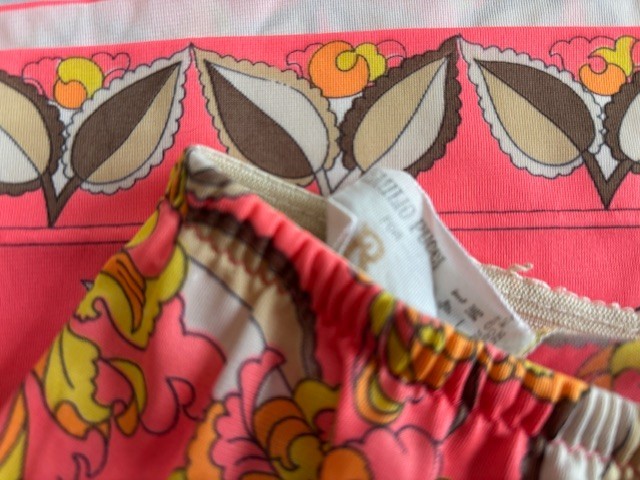 TWO VINTAGE AUTHENTIC PUCCI FFR HALF SLIP SKIRTS Pink & Orange and Blue & Purple