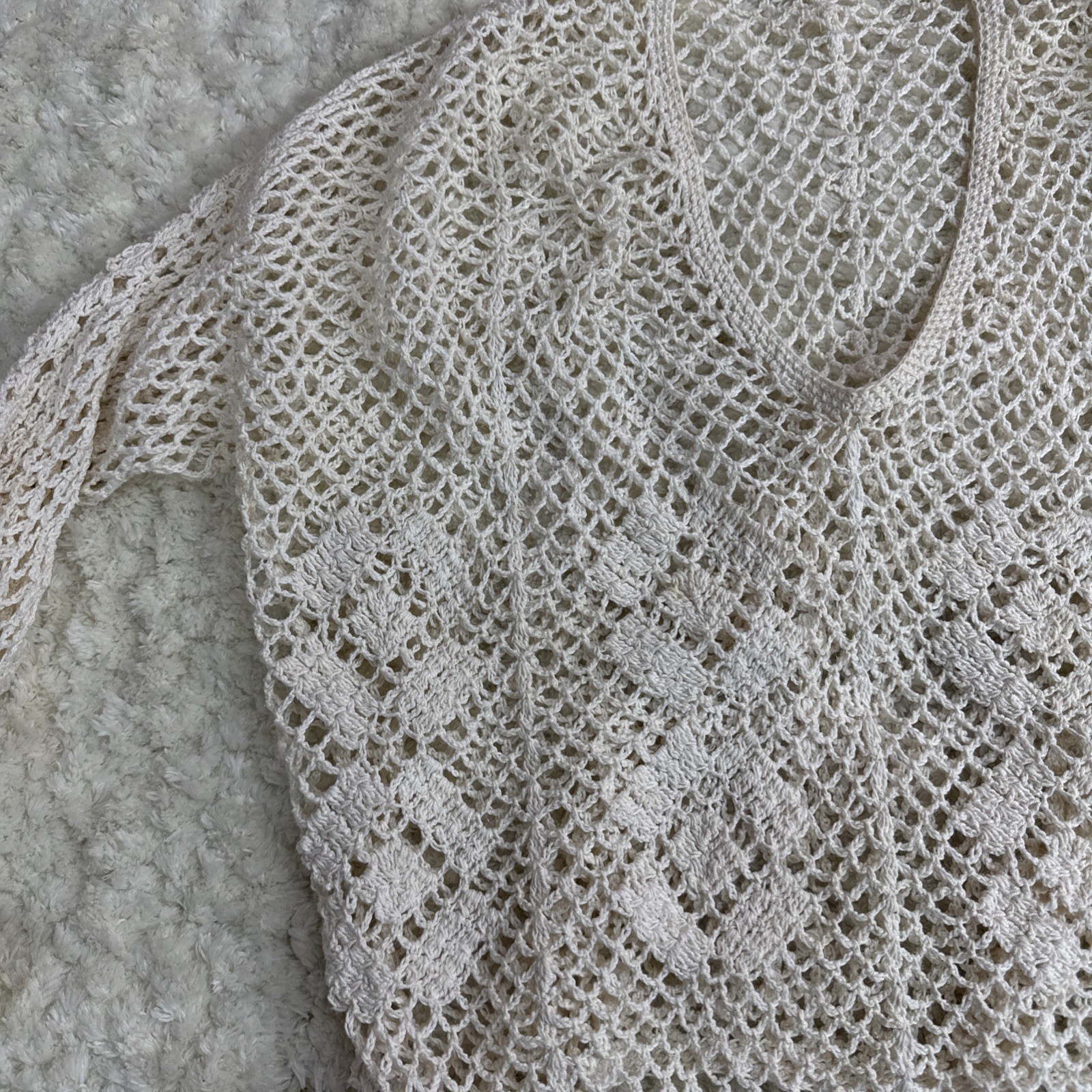 International Arts Co. Honolulu 100% Cotton Vntg Crocheted Top Cruise Summer