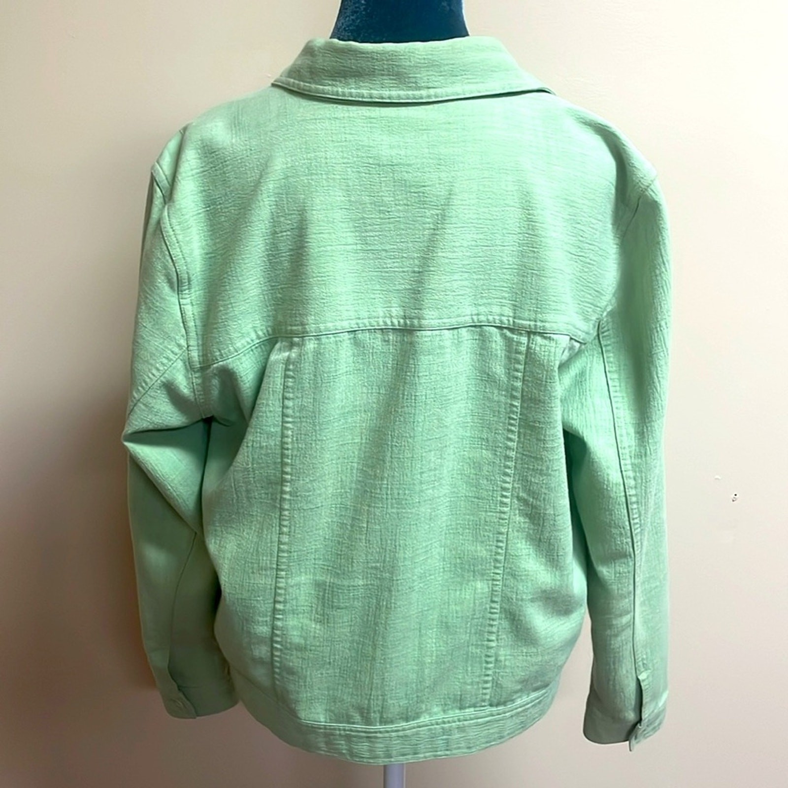 Vintage Lime Green Button Up Crewneck Jacket