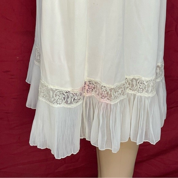 Vintage 1950s Charmode Sears Roebuck Lace Full-Length Slip Sleep Dress 36 Small