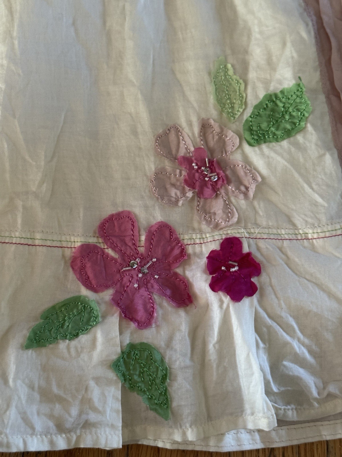 Vintage Mini Strap Wet Seal Lined Pure Cotton Flower Patched Summer Dress Junior