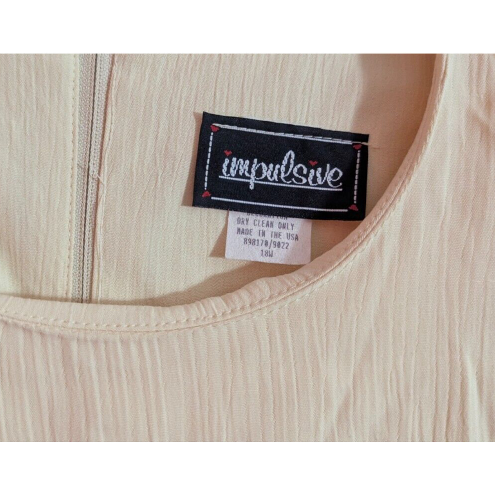 New Vtg Impulsive Ivory Crinkle Rayon Blouson Midi Dress Size 18W K1