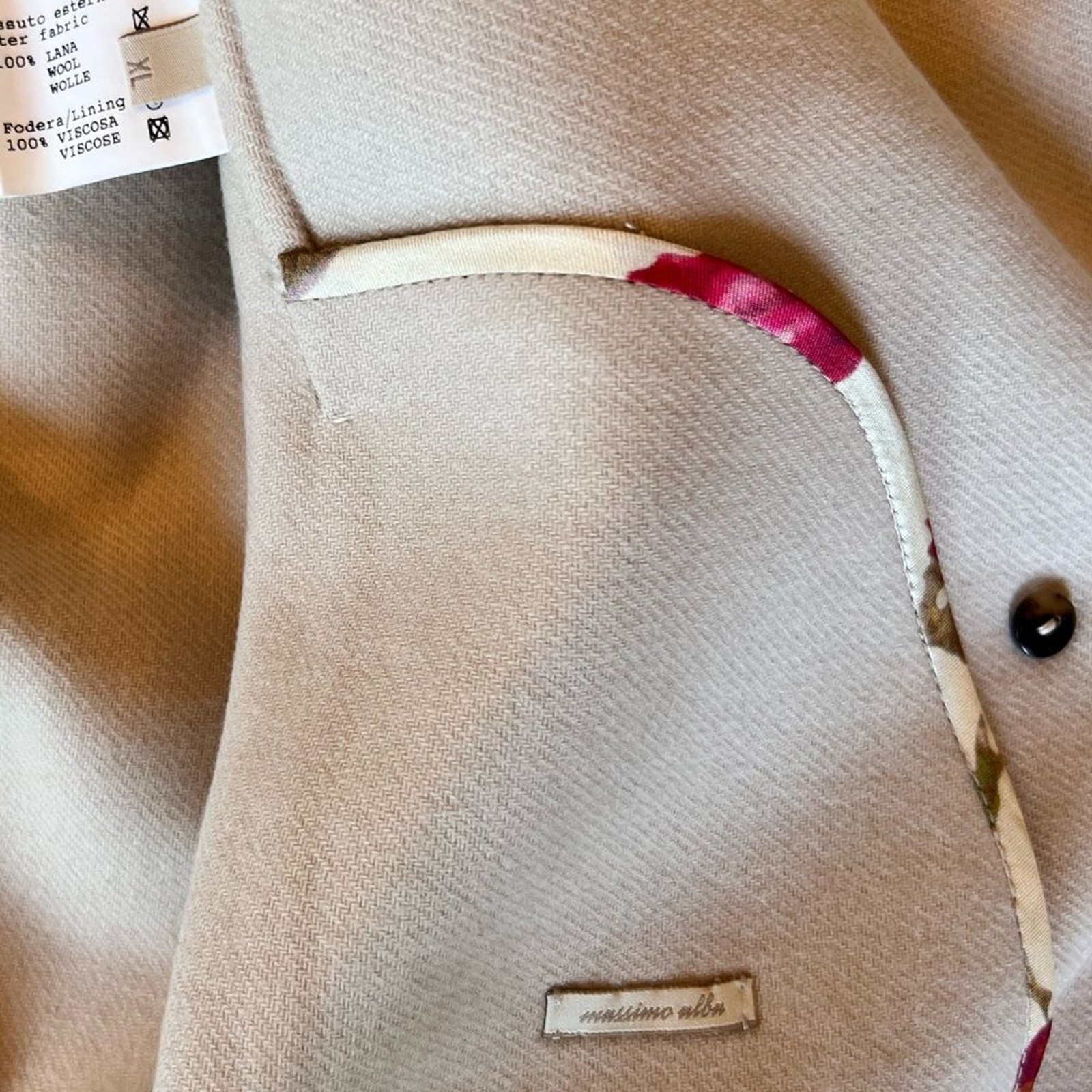 Massimo Alba Beige Hooded 100% Wool coat